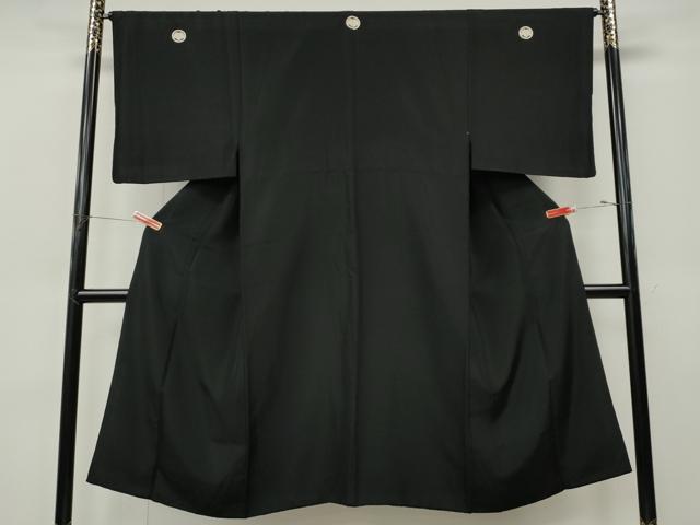 平和屋着物●男性　黒紋付　正絹　逸品　CABK8075ut