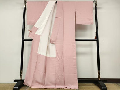 平和屋着物●上質な色無地　霞地紋　鴇色　正絹　逸品　未使用　CABK8085ut