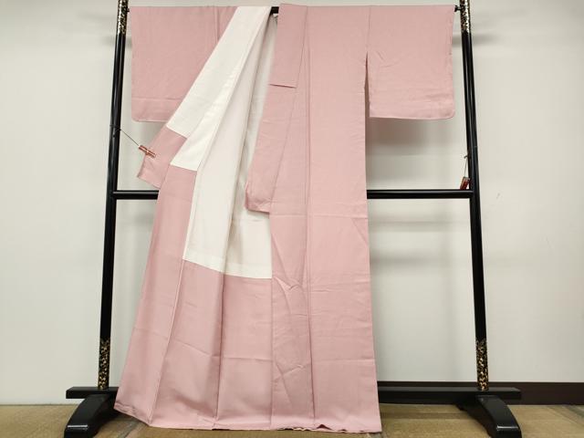 平和屋着物●上質な色無地　霞地紋　鴇色　正絹　逸品　未使用　CABK8085ut