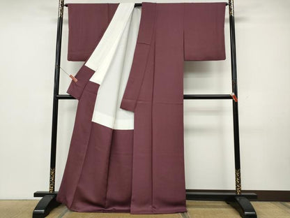 平和屋着物●本草木染作家　瑞寶　色無地　紋意匠　暗紅色　正絹　逸品　CABK8088ut