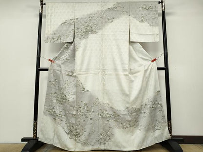 平和屋着物●訪問着　総絞り　風景竹垣花文　暈し染め　金彩　正絹　逸品　CABK8090ut