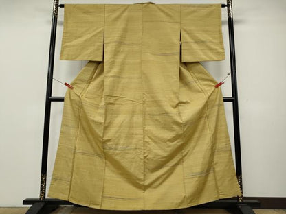 平和屋着物●上質な紬　横段文　正絹　逸品　CABK8091ut