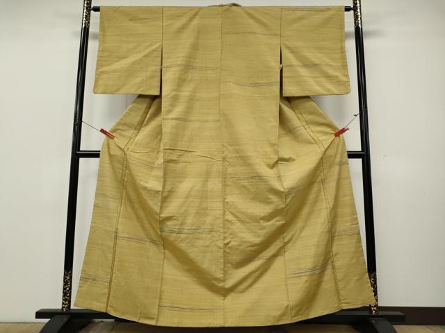 平和屋着物●上質な紬　横段文　正絹　逸品　CABK8091ut