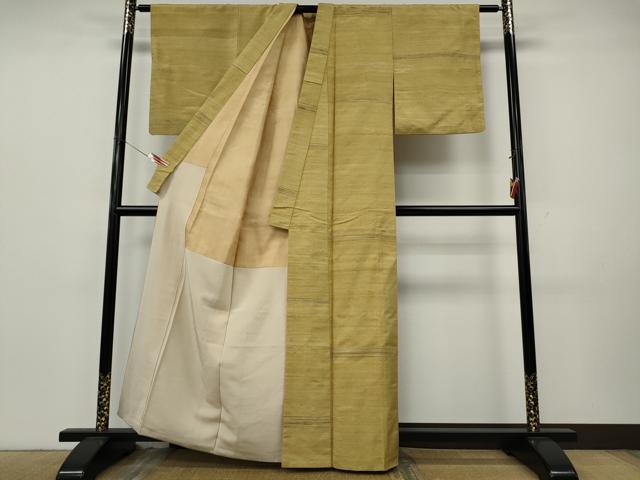 平和屋着物●上質な紬　横段文　正絹　逸品　CABK8091ut