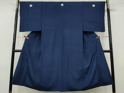 平和屋着物●男性　色紋付　濃藍色　正絹　逸品　CABK8093ut