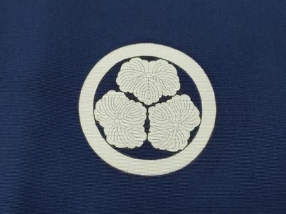 平和屋着物●男性　色紋付　濃藍色　正絹　逸品　CABK8093ut