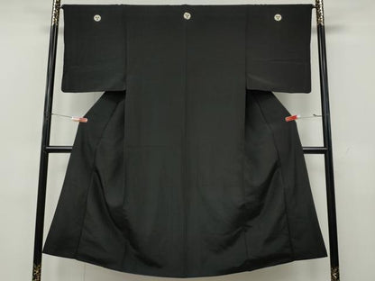 平和屋着物●男性　黒紋付　正絹　逸品　CABK8094ut
