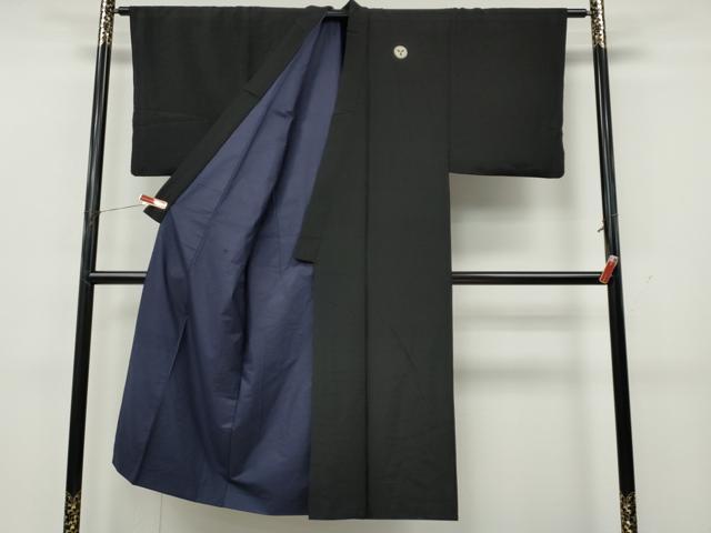 平和屋着物●男性　黒紋付　正絹　逸品　CABK8094ut
