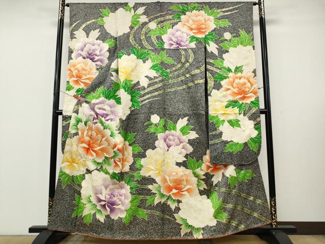 平和屋着物●豪華振袖　駒刺繍　舞花文　暈し染め　金彩　正絹　逸品　CABK8098ut