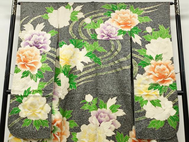 平和屋着物●豪華振袖　駒刺繍　舞花文　暈し染め　金彩　正絹　逸品　CABK8098ut