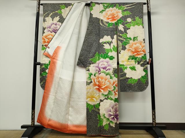 平和屋着物●豪華振袖　駒刺繍　舞花文　暈し染め　金彩　正絹　逸品　CABK8098ut
