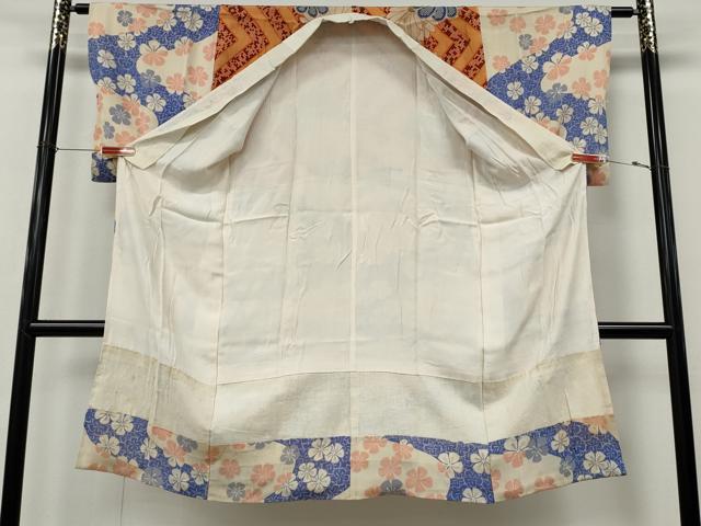 平和屋着物●アンティーク　大正ロマン　長襦袢　袷　流水舞花文　正絹　逸品　CABK8100ut
