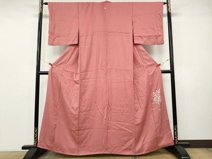 平和屋着物●上質な色無地　作家物　霞地紋　薄紅色　正絹　逸品　CABK8106ut