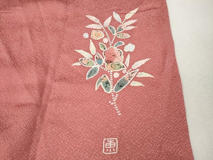 平和屋着物●上質な色無地　作家物　霞地紋　薄紅色　正絹　逸品　CABK8106ut