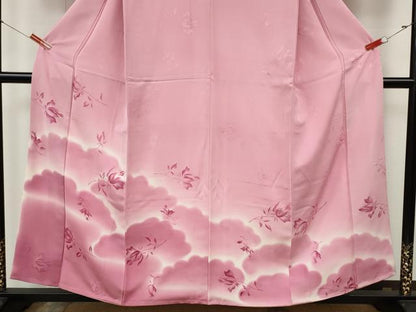 平和屋着物●訪問着　地紋起こし　枝花文　暈し染め　正絹　逸品　CABK8108ut