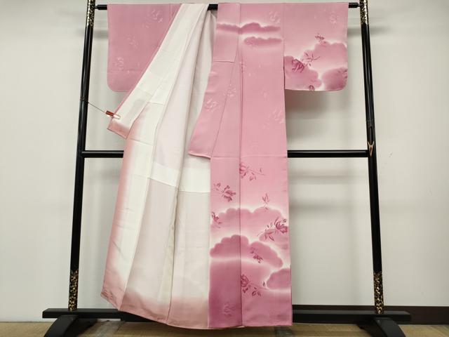 平和屋着物●訪問着　地紋起こし　枝花文　暈し染め　正絹　逸品　CABK8108ut