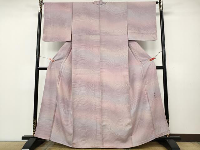 平和屋着物●墨流しの第一人者　薗部正典　小紋　横段吉祥文　暈し染め　正絹　逸品　未使用　CABK8113ut