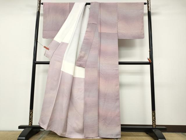 平和屋着物●墨流しの第一人者　薗部正典　小紋　横段吉祥文　暈し染め　正絹　逸品　未使用　CABK8113ut
