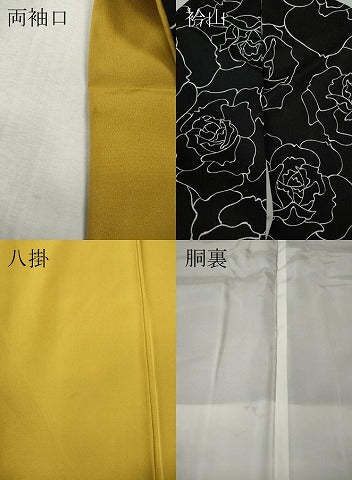 平和屋着物●上質な小紋　薔薇　黒地　正絹　逸品　CABK8120ut