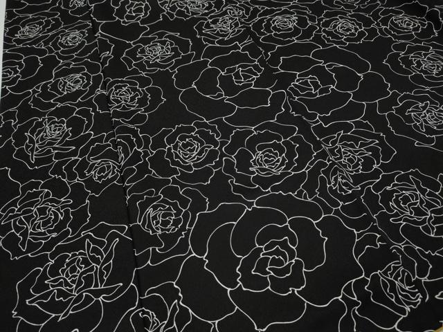 平和屋着物●上質な小紋　薔薇　黒地　正絹　逸品　CABK8120ut