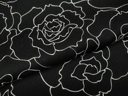 平和屋着物●上質な小紋　薔薇　黒地　正絹　逸品　CABK8120ut