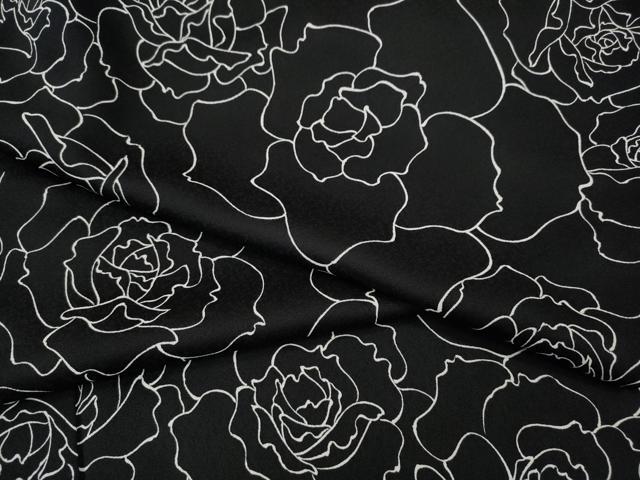平和屋着物●上質な小紋　薔薇　黒地　正絹　逸品　CABK8120ut
