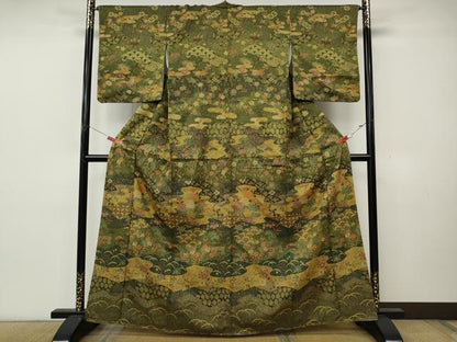 平和屋着物●訪問着　エ霞草花文　金彩　正絹　逸品　CABK8123ut