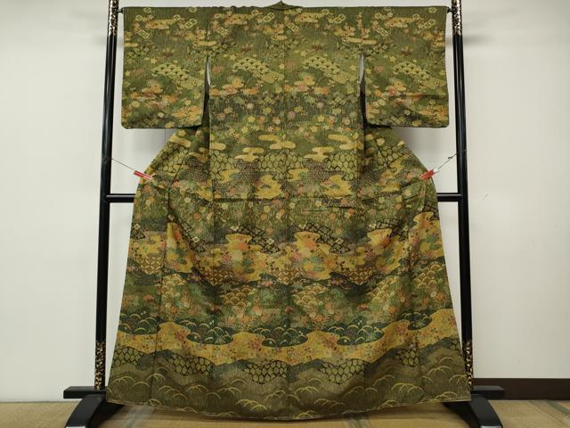 平和屋着物●訪問着　エ霞草花文　金彩　正絹　逸品　CABK8123ut