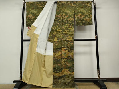 平和屋着物●訪問着　エ霞草花文　金彩　正絹　逸品　CABK8123ut