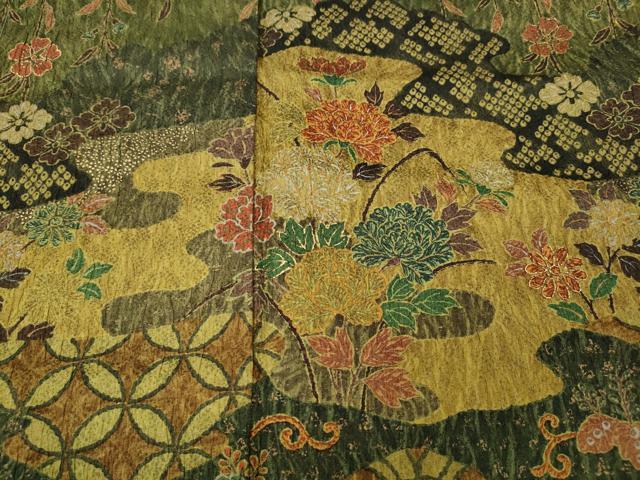平和屋着物●訪問着　エ霞草花文　金彩　正絹　逸品　CABK8123ut