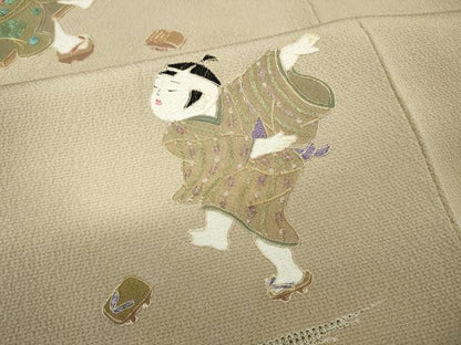 平和屋着物●訪問着　刺繍　童子遊び　暈し染め　正絹　逸品　未使用　CABK8128ut
