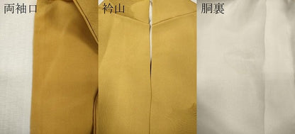 平和屋着物●上質な色無地　雲取り青海波地紋　黃朽葉色　正絹　逸品　CABK8133ut