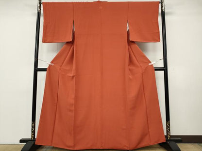 平和屋着物●上質な色無地　鉛丹色　正絹　逸品　CABK8134ut