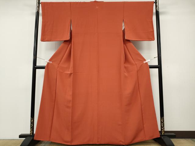 平和屋着物●上質な色無地　鉛丹色　正絹　逸品　CABK8134ut