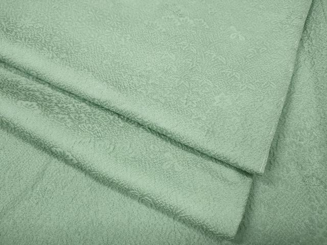 平和屋着物●上質な色無地　草花地紋　白緑色　正絹　逸品　未使用　CABK8135ut