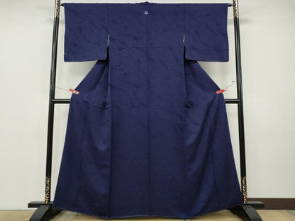 平和屋着物●上質な色無地　熨斗人物花地紋　深紫色　正絹　逸品　CABK8136ut
