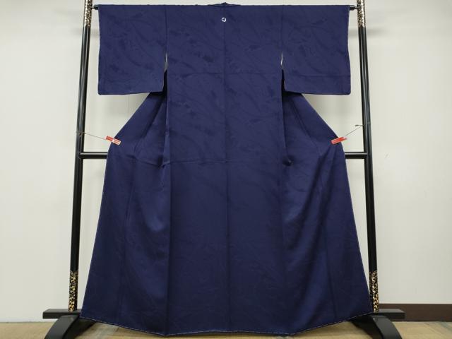 平和屋着物●上質な色無地　熨斗人物花地紋　深紫色　正絹　逸品　CABK8136ut
