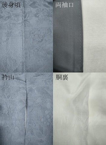 平和屋着物●上質な色無地　草花地紋　藤鼠色　正絹　逸品　CABK8137ut