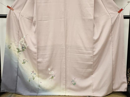 平和屋着物●訪問着　手描き　草花文　暈し染め　金彩　正絹　逸品　CABK8139ut