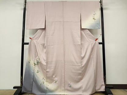 平和屋着物●訪問着　手描き　草花文　暈し染め　金彩　正絹　逸品　CABK8139ut