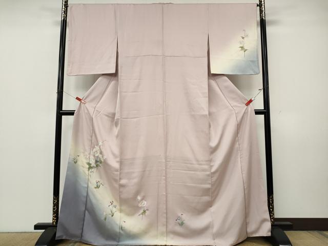 平和屋着物●訪問着　手描き　草花文　暈し染め　金彩　正絹　逸品　CABK8139ut