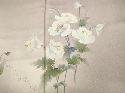 平和屋着物●訪問着　手描き　草花文　暈し染め　金彩　正絹　逸品　CABK8139ut