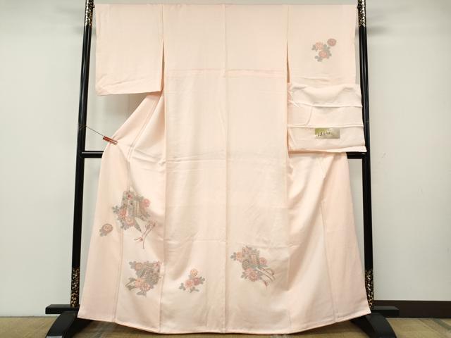 平和屋着物●中国三大刺繍　スワトウ刺繍　汕頭刺繍　相良刺繍　訪問着　御所車花文　反端付き　正絹　逸品　CABK8142ut