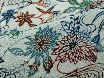 平和屋着物●上質な小紋　型染め　流水草花文　鬼しぼ縮緬　正絹　逸品　CABK8143ut