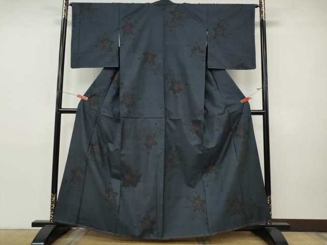 平和屋着物●本場大島紬　7マルキ　更紗花文　正絹　逸品　CABK8144ut
