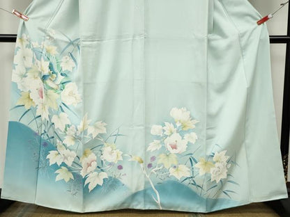 平和屋着物●訪問着　刺繍　花鳥文　暈し染め　正絹　逸品　CABK8146ut