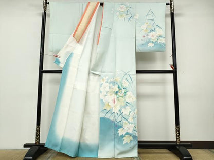 平和屋着物●訪問着　刺繍　花鳥文　暈し染め　正絹　逸品　CABK8146ut