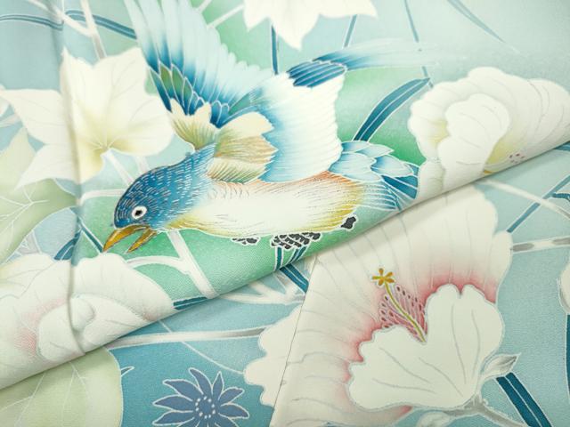 平和屋着物●訪問着　刺繍　花鳥文　暈し染め　正絹　逸品　CABK8146ut