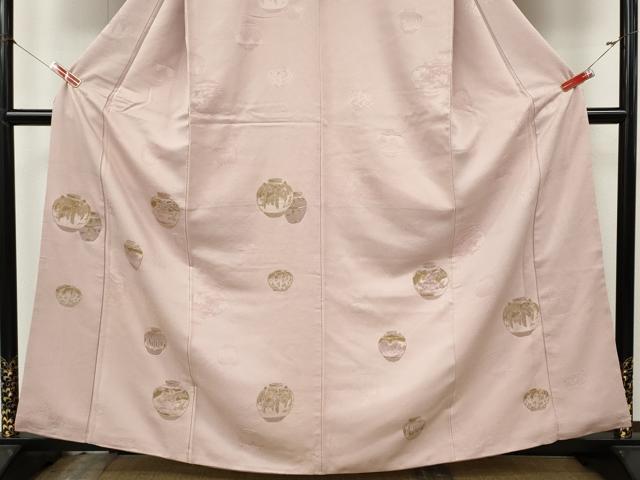 平和屋着物●訪問着　地紋起こし　陶器文　金彩　正絹　逸品　CABK8148ut