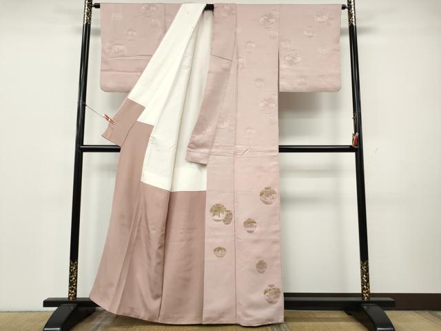 平和屋着物●訪問着　地紋起こし　陶器文　金彩　正絹　逸品　CABK8148ut